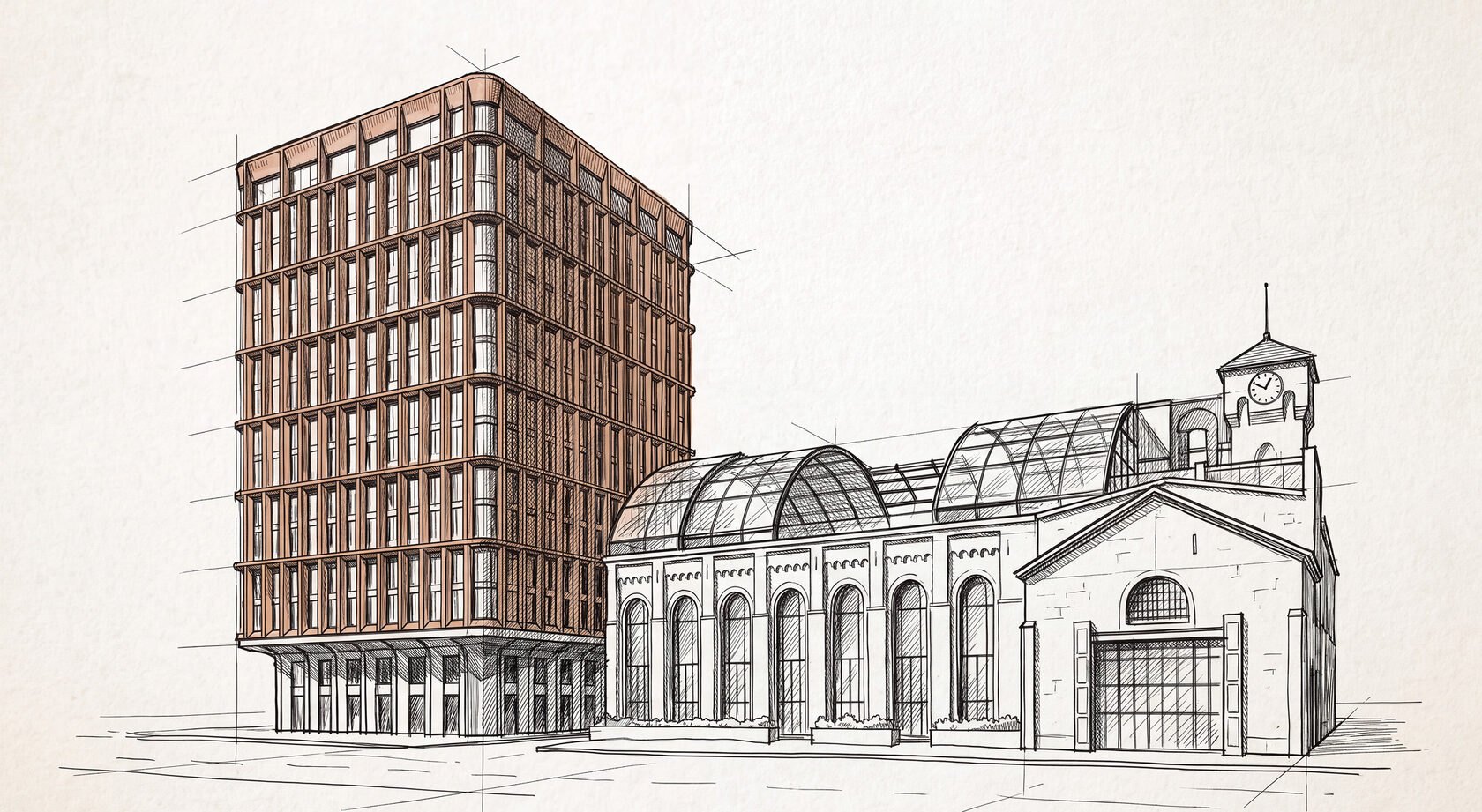 Cinema City by NEXT: The relationship with the heritage cinema pavilion · Architectural rendering