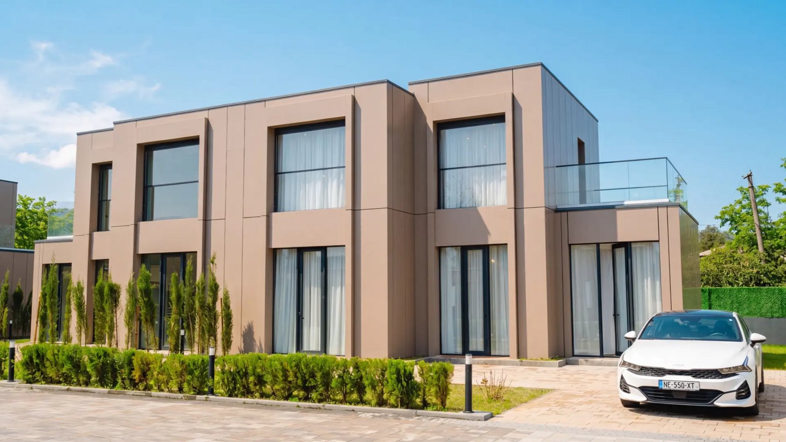 Villa Park: Completed Villa Park residence with landscaping, balcony and driveway
