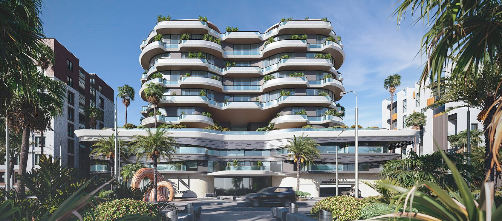 NEXT Coral residential architecture on Dubai Islands, official architectural visualisation