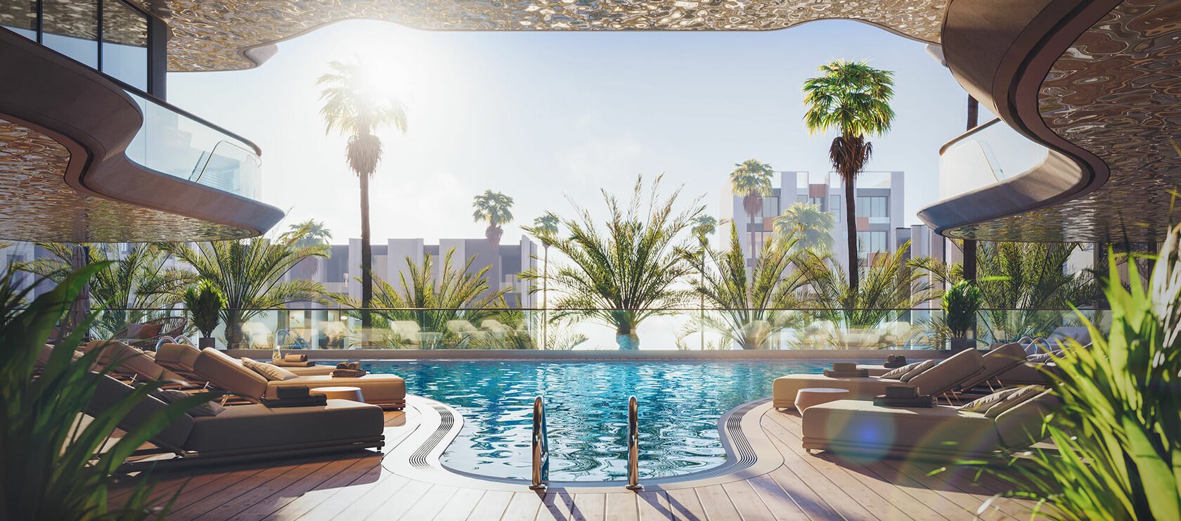 NEXT Coral: Landscaped courtyard · Architectural rendering