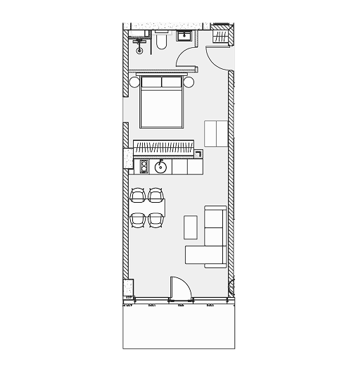 NEXT Downtown Batumi: Illustrative studio plan floor plan