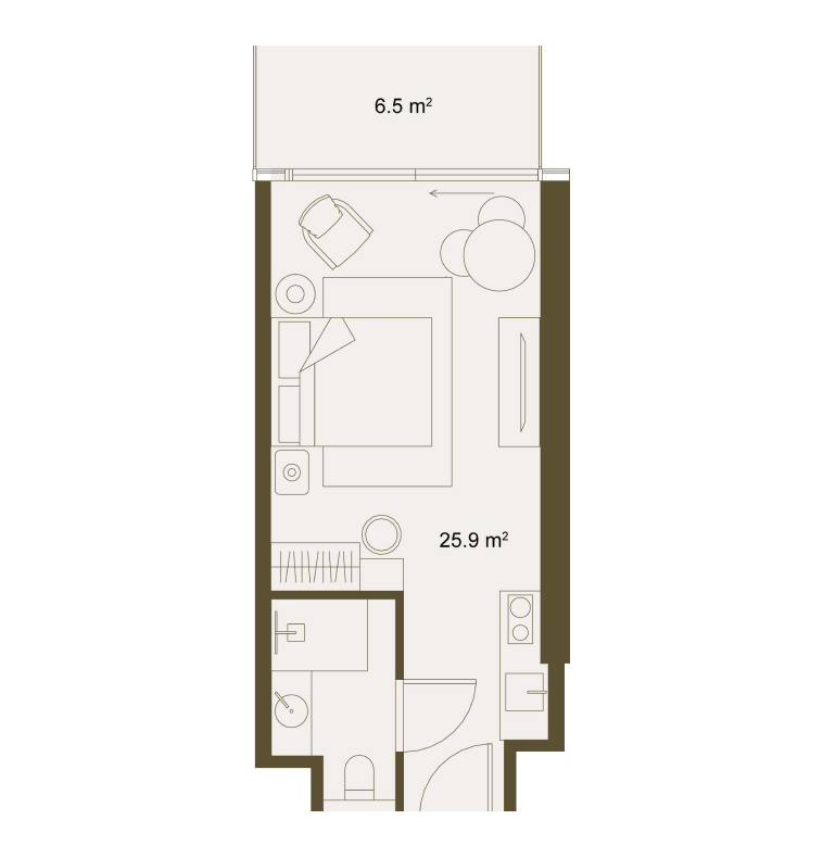 NEXT Gardens: Illustrative studio plan floor plan