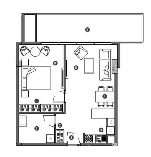 NEXT Amani: 1-bedroom residence floor plan